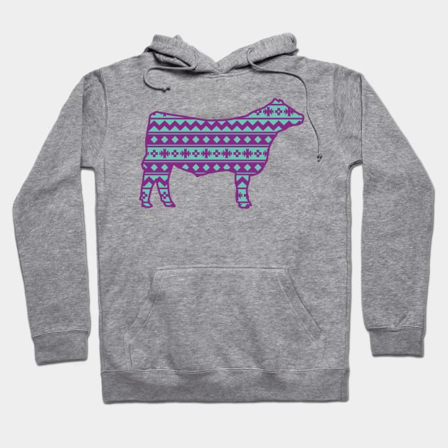 Cattle Ranch Show Steer with Southwest Pattern Hoodie by SAMMO